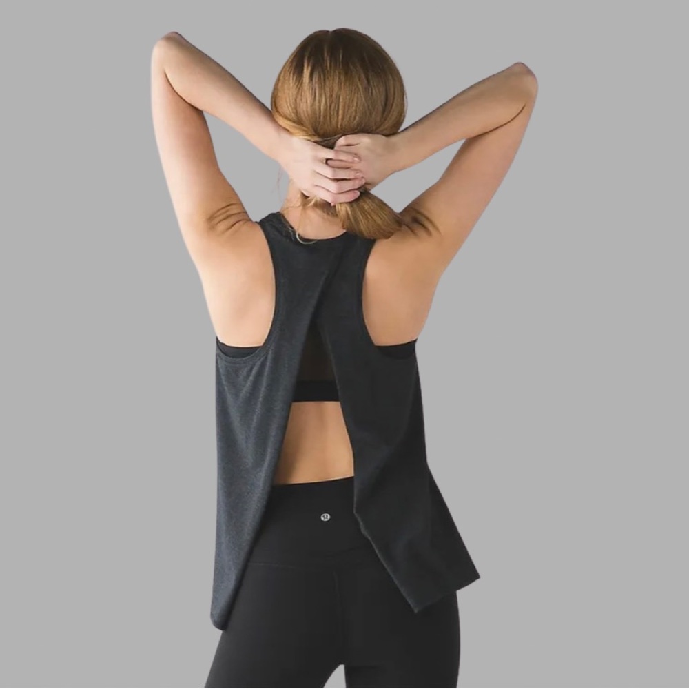 Lululemon Nook Tank Wanderlust Size 8 Heathered Black NWT Grey Yoga Top RARE - Picture 12 of 12